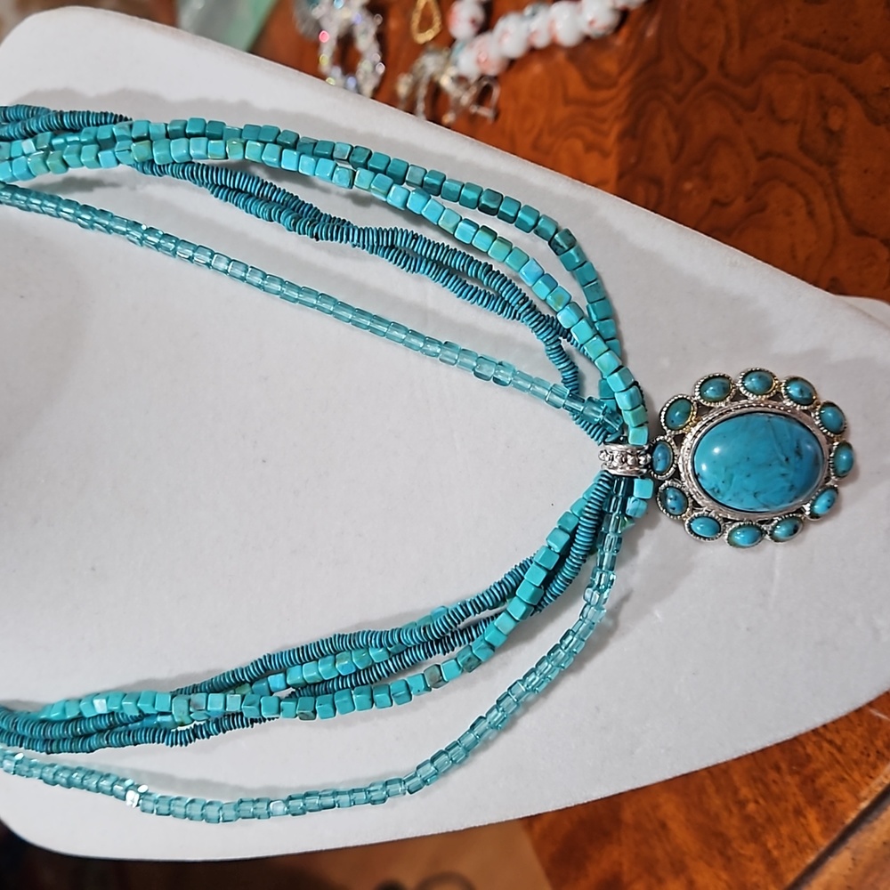 Turquoise Necklace and Beaded Bracelet